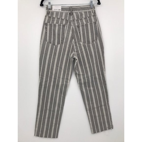 PacSun Gray Double Stripe High Waisted Straight Leg Ankle Jeans Size 26 NEW - Picture 4 of 7